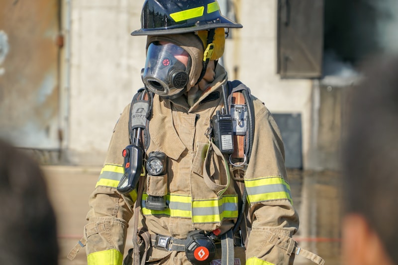Firefighter in turnout gear and SCBA