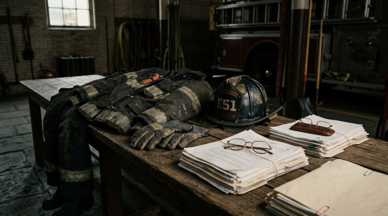 Firefighter turnout gear laid out beside legal documents, symbolizing nationwide PFAS gear litigation